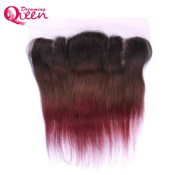 T1B 4 99J Color Straight Lace Frontal Closure Brazilian Virgin Human Hair 13X4 Ear to Ear Lace Closure Pre-plucked Ombre Frontals