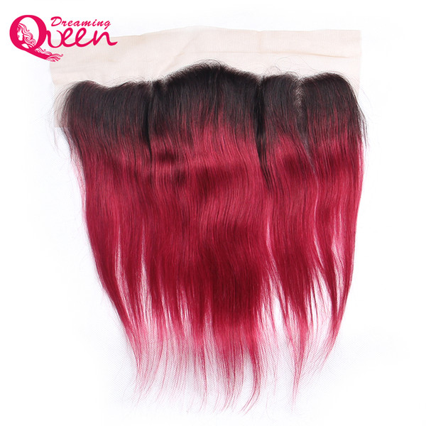 T1B Burg Color Straight Lace Frontal Closure Ombre Brazilian Virgin Human Hair 13X4 Ear to Ear Lace Closure Pre-plucked Frontal