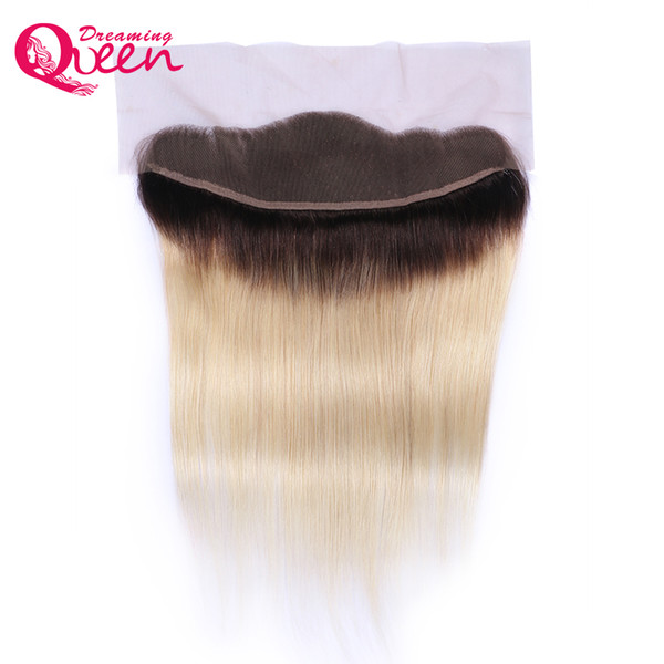 1B/613 Blonde Straight Human Hair 13X4 Ear to Ear Lace Frontal Ombre Brazilian Virgin Human Hair Closure With Baby Hair Pre-plucked