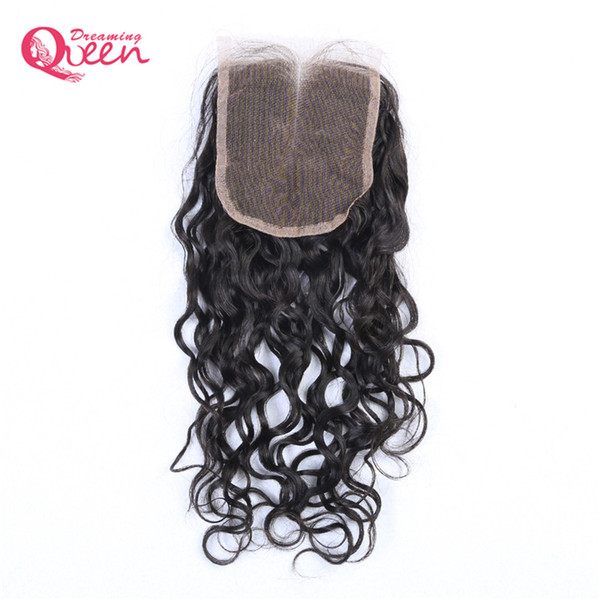 Brazilian Water Wave Human Hair Closure Brazilian Virgin Hair Bleached Knots Lace Closure 4x4 Hair Closure Can be dyed Free Shipping