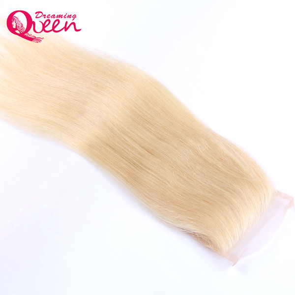 613 Blonde Color Straight Lace Closure Ombre Brazilian Virgin Human Hair 4X4 Lace Closure With Baby Hair Bleached Knot Closure 