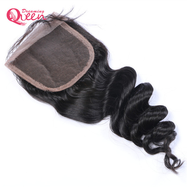 Peruvian Loose Wave Lace Closure Peruvian Virgin Human Hair Middle Free Three Part Closure Bleached Knots Lace Closure Natural Color