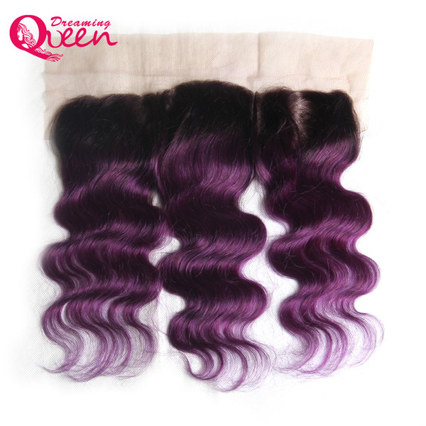 T1B Purple Color Body Wave 13X4 Ear to Ear Lace Frontal Closure Brazilian Ombre Virgin Human Closure With Baby Hair Bleached Knot Frontal