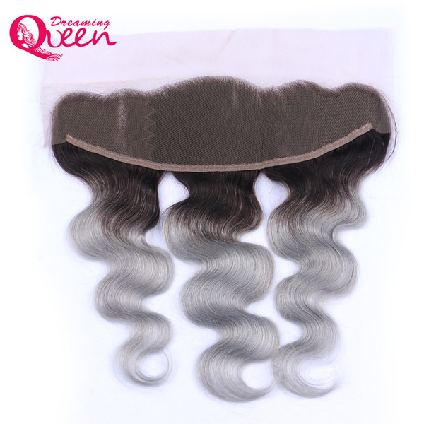 T1B Grey Color Body Wave Hair Lace Frontal Closure Brazilian Virgin 1B Gray Human Hair 13X4 Lace Closure With Baby Hair Pre-plucked Frontals