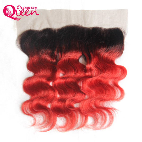 T1B Red Color Body Wave Lace Frontal Closure Ombre Brazilian Virgin Human Hair 13X4 Ear to Ear Lace Closure Pre-plucked Frontal