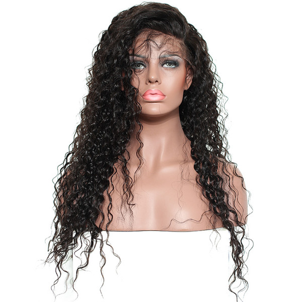 Indian Kinky Curly Virgin Human Hair Lace Front Wigs Knots Bleached Hair Pre-Plucked with Baby Hair Natural Hairline for African American Wo