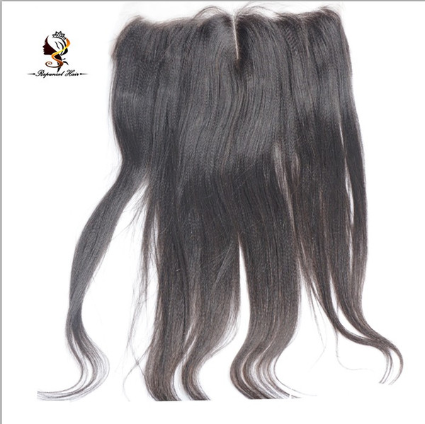 New products yaki style human hair straight 13X4 lace frontal with middle parting