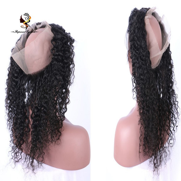 Brazilian Virgin 100% Unprocessed Human Hair curly 360 lace frontal pieces(without Cap) with Adjustable Straps