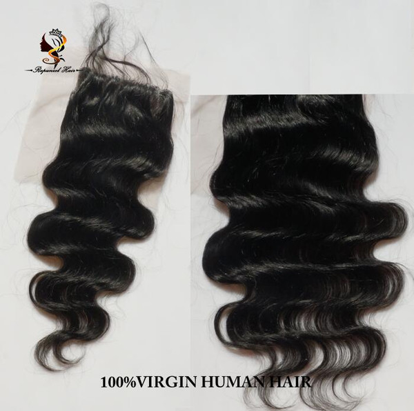 Jet black #1 Best selling free style cheap brazilian human hair body wave top lace closure piece