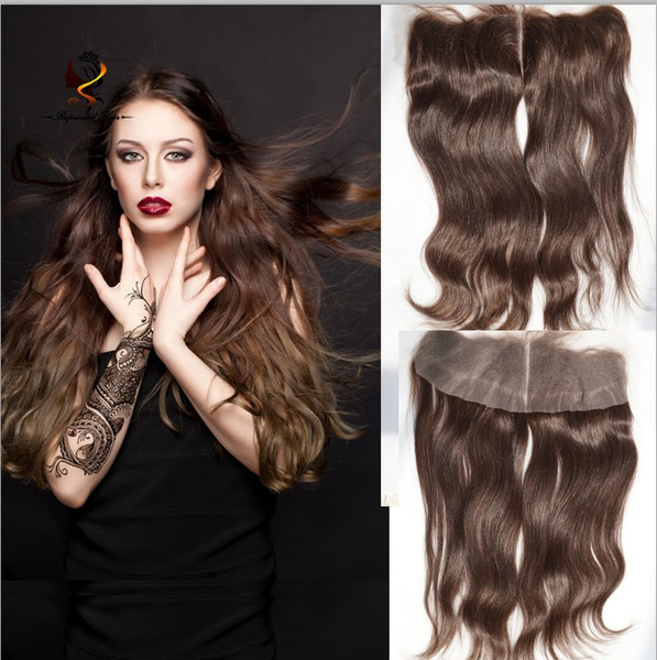 Hot sale#2 center parting natural wave cheap malaysian human hair 13X4lace frontals with baby hair