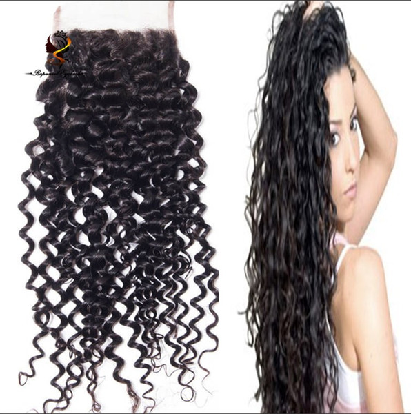 QDRapunzel hair free part deep curly brazilian hair cheap human hair lace closure piece