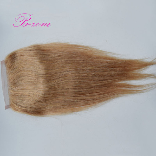 Peruvian 4x4 Straight Remy Hair Honey Blonde Swiss Lace Closure free mid 3 Part Bleached Knots closure babyhair