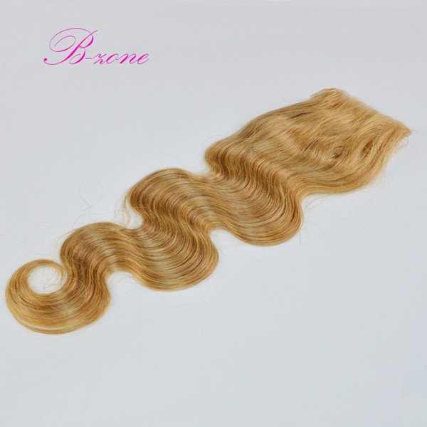 #27 Honey Blonde Top Lace Closure Body Wave Free/middle/three 3 Part way 7A Malaysian Hair Lace Closures Bleached knots with baby hair