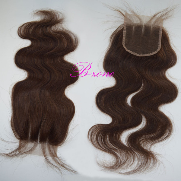 Remy Brazilian human Hair Free Middle Three Part Dark Brown Human Hair Lace Closure 4x4 color #4 Lace top closure with Baby Hair