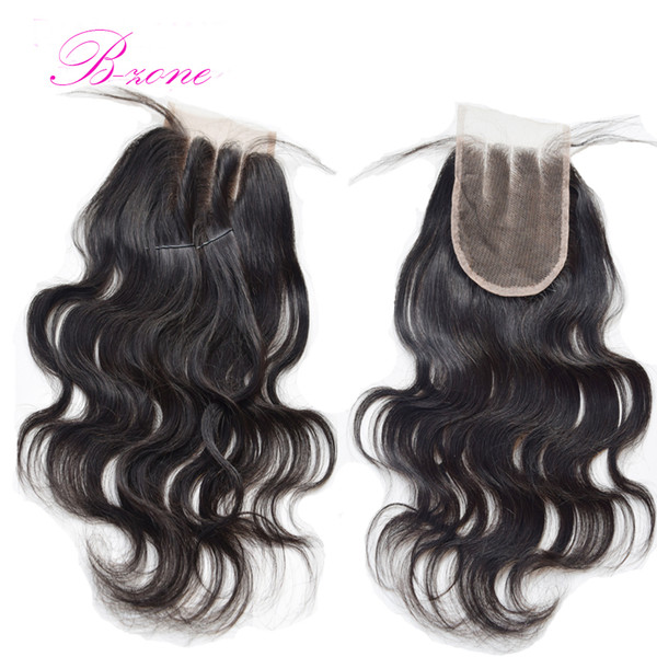 Dark/Medim Brown 7A Malaysian Body Wave Swiss lace Closure Virgin Human Hair Free Middle 3 Part Lace Closure Bleached Knots With Baby Hair