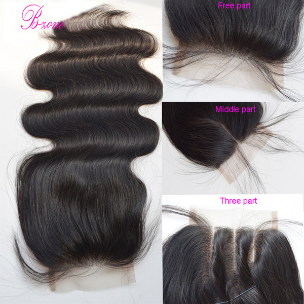 8A Unprocessed Peruvian Body Wave Lace Closure 4x4 Virgin Human Hair Free Middle 3 Part Swiss Lace Closures Bleached Knots with baby hair