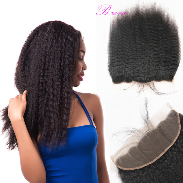 Peruvian Virgin Hair Pre Plucked Lace Frontal Closure 13x4 Kinky Straight Nautral Color Bleached knots With Baby Hair