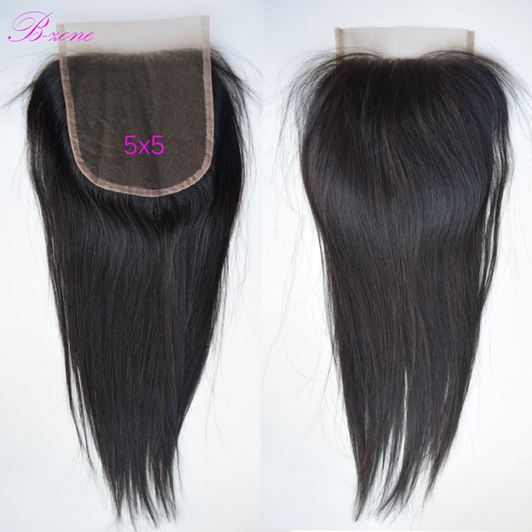 5x5 Straight Swiss Lace Closures Grade 7A Brazilian Virgin Human Hair top Lace Closure Bleached Knots with baby hair