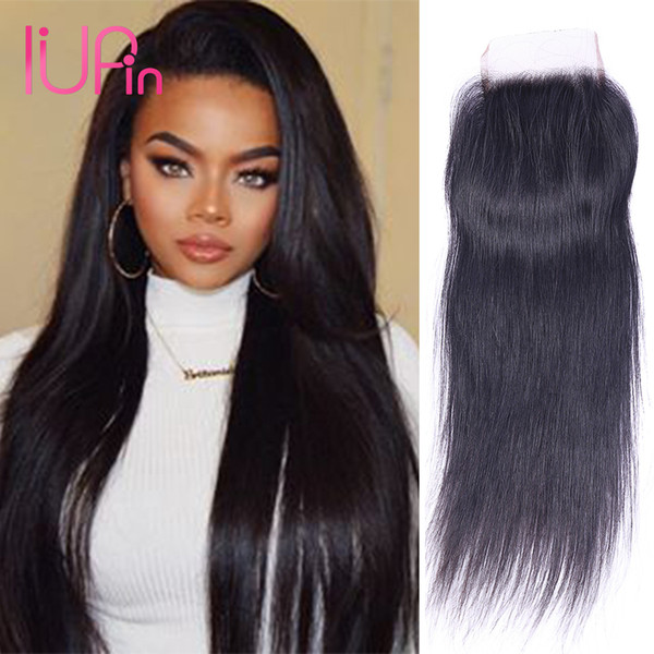 Wholesale Peruvian Straight Hair 4x4 Lace Closure Straight Virgin Human Hair Lace closure Three Middle Free Part 8