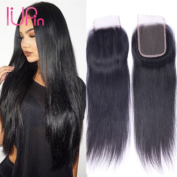 Wholesale Indian Straight Hair 4x4 Lace Closure Straight Virgin Human Hair Lace closure Three Middle Free Part 8