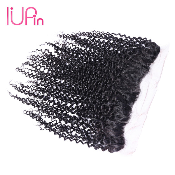 Afro Kinky Curly Remy Human Hair Lace Frontal Closure Water Wave Peruvian Curly Hair Weaves 13X4 Ear to Ear Frontal Closure 