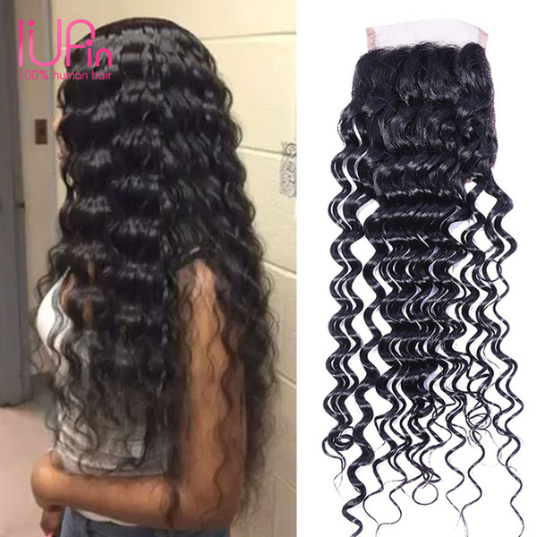 Human Hair Products Deep Wave Beauty Supplies Peruvian Virgin Deep Wave Hair 4x4 Lace Closure 8