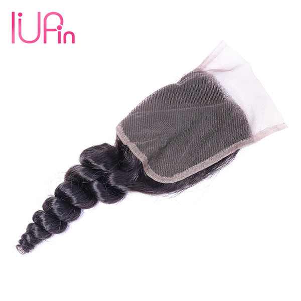 Wholesale IUPin Hair Products Loose Wave Virgin Indian Human Hair 4x4 Lace Closure 8