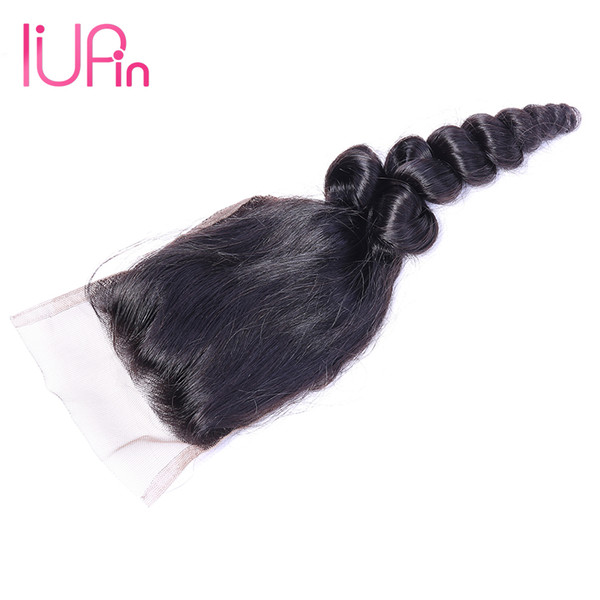 IUPin Hair Products Loose Wave Malaysian Virgin Human Hair 4x4 Lace Closure 8