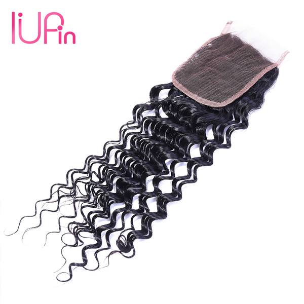 IUPin Hair Products Deep Wave Malaysian Virgin Human Hair 4x4 Lace Closure 8