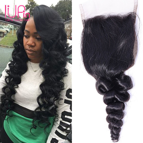 Beauty Supplies Loose Wave Peruvian Virgin Human Hair 4x4 Lace Closure 8