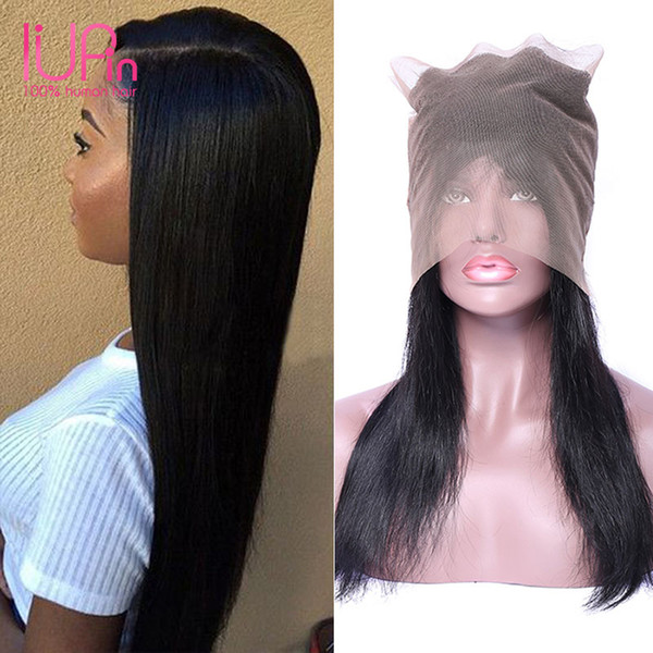 IUPin Hair Peruvian Non Remy Straight Hair 360 Lace Frontal Closure With Baby Hair Pre Plucked Hairline Natural Color Can Be Dyed