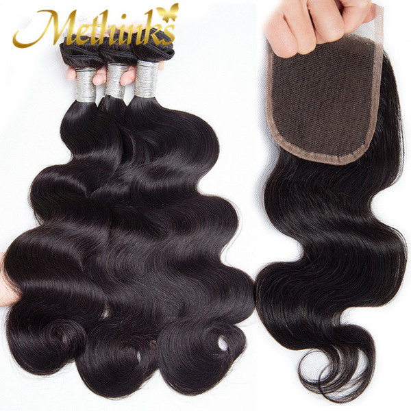 Methinks Hair Body Wave Brazilian Hair Weave With Closure 3 Bundle With Lace Closure 4 Pcs/Lot Remy Human Hair Bundles With Closure