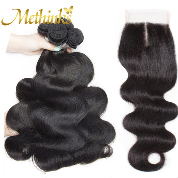 Methinks Hair Peruvian Body Wave 4 Bundles With Closure 5Pcs/Lot Human Hair Bundles With Closure Remy Hair Bundle With Closure