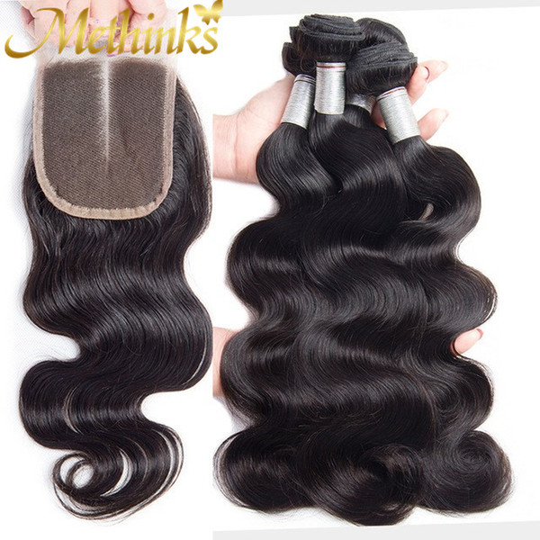 Methinks Hair Malaysian Hair Bundles With Closure 5Pcs/Lot Remy Malaysian Body Wave Bundles Weaves Human Hair With Closure