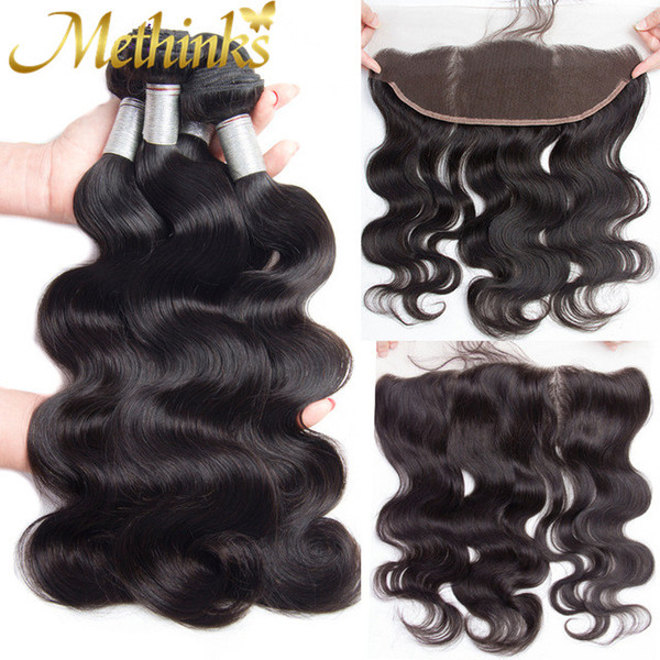 Methinks Malaysian Hair 3 Bundles With Frontal Body Wave Lace Frontal Closure With Bundles Remy Human Hair Bundles With Closure