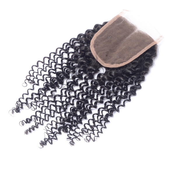 Kinky Curly Closure 100% Virgin Human Hair 4X4 Kinky Curly Lace Closure Bleached Knots Free Middle 3 Part Malaysian Closure