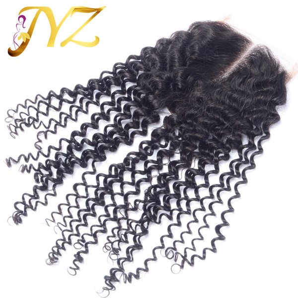 Top quality Cheap Unprocessed Brazilian Peruvian Malaysian Indian Human Kinky Curly Hair 4x4 Top Lace Closue 8-20inch