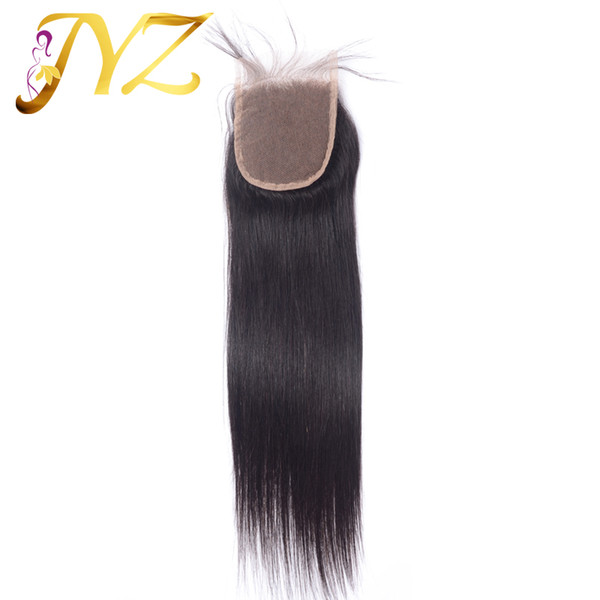 4x4 Natural Color Top Quality Peruvian Malaysian Indian Brazilian Virgin Hair Straight Closure With Baby Hair