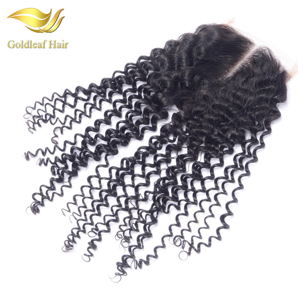 Cheap Free Three Middle Part Virgin Brazilian Kinky Curly Lace Closure Malaysian Peruvian Natural Color Soft Indian Kinky Curly Closures