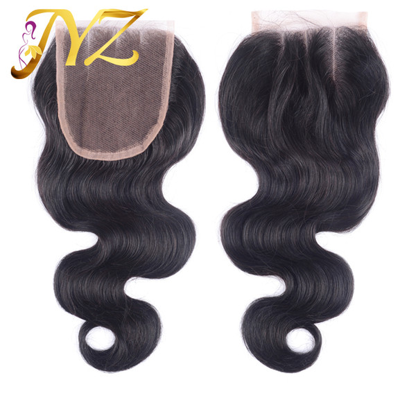 Top Quality Body Wave Swiss Lace Closure Brazilian Peruvian Indian Virgin Hair 4x4 Lace Closure Baby Hair Bleached Knots