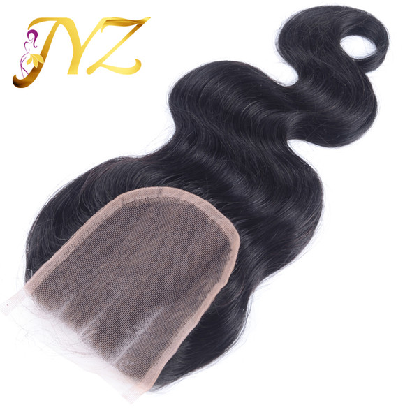 Cheap 3.5x4 Brazilian Virgin Body Wave Human Hair Top Lace Closures Pieces With Bleached Knots Free Middle three Part Stock