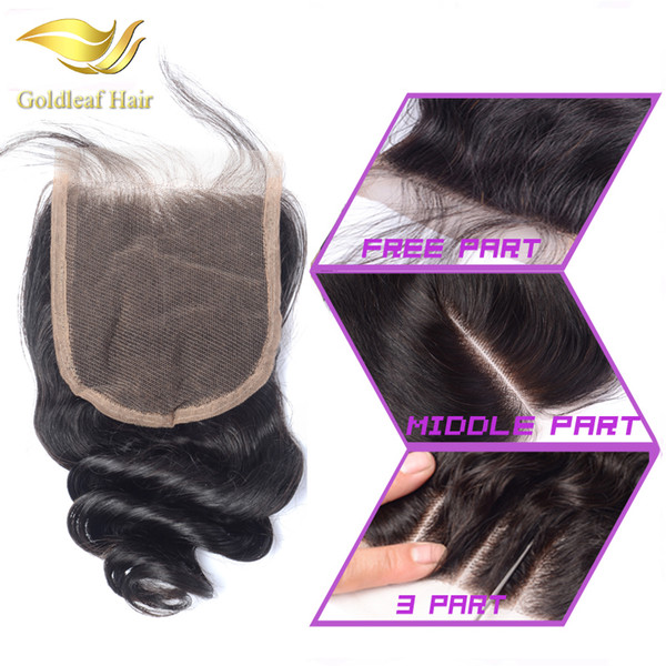 Hair Closure Virgin Peruvian Loose Wave Closure Three/Free Parting Human Hair 4x4inch Brazilian Malaysian Indian Lace Closure