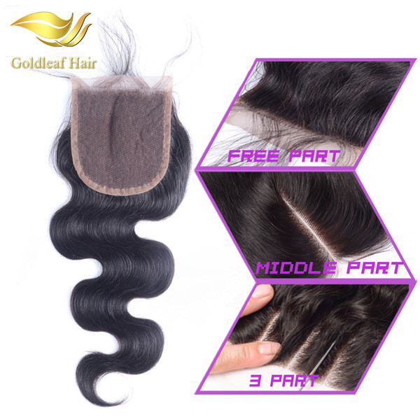 Top Lace Closure Medium Brown Swiss Lace Closure Body Wave Malaysian Brazilian Peruvian Indian Human Hair Lace closure Bleached Knots