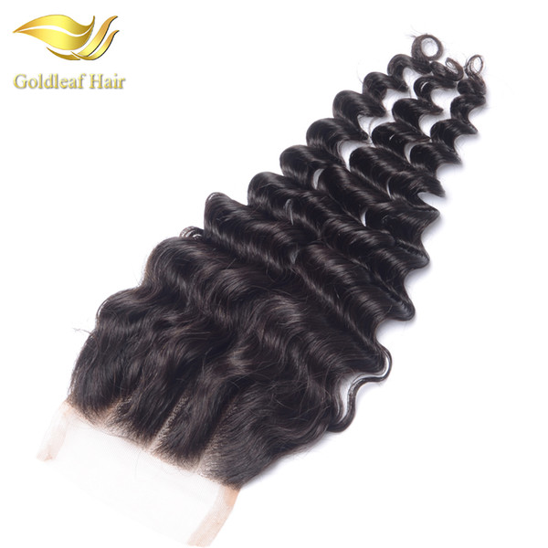 Free/Middle/3 Part peruvian Lace Closure Bleached Knots, peruvian deep Wave Closure,Brazilian Malaysian Indian closure Virgin Human Hair