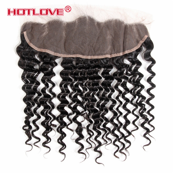 HOTLOVE Brazilian Deep Wave Human Hair Lace Frontal Closure 13x4 Ear To Ear Deep Curly Lace Frontal Closure Human Hair Lace Frontals