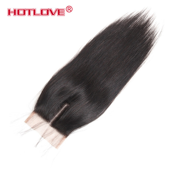 HOTLOVE Remy Top Lace Closure Straight Waves with Baby Hair 4*4 inch Brazilian Virgin Human Hair Closure Peruvian India Mongolian Malaysian