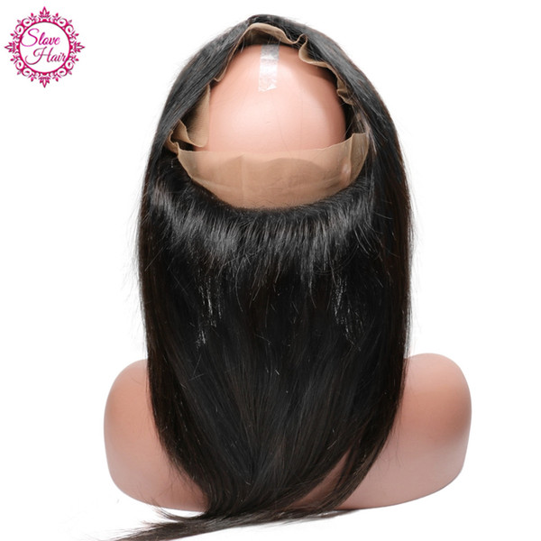 Slove hair 360 Lace Frontal Closure Peruvian Virgin Hair Natural Hairline Straight 360 Lace Band Frontal Closure With Baby Hair