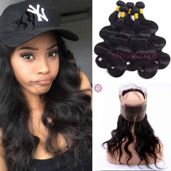 Pre Plucked 8A Brazilian Body Wave Hair Weaves With Closure 360 Lace Frontal With Bundle 360 lace Virgin Human Hair With Bady Hair