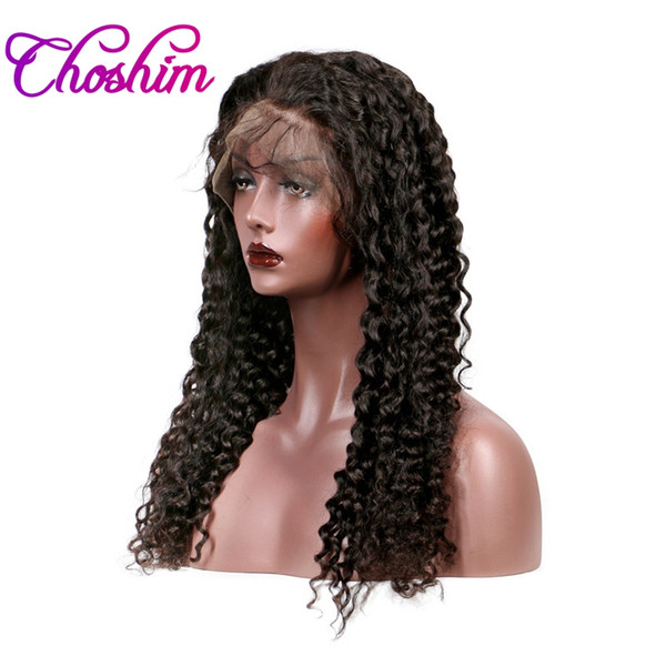 Choshim Human Hair Wigs Deep Curly 360 Lace Frontal Wigs For Black Women Natural Color Brazilian Remy Medium Cap 150 Density