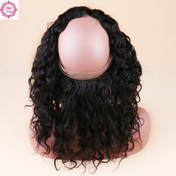 360 Lace Frontal Closure Water Wave 8A Peruvian Virgin Hair 360 Full Lace Band Frontal Closure With Baby Hair Human Hair